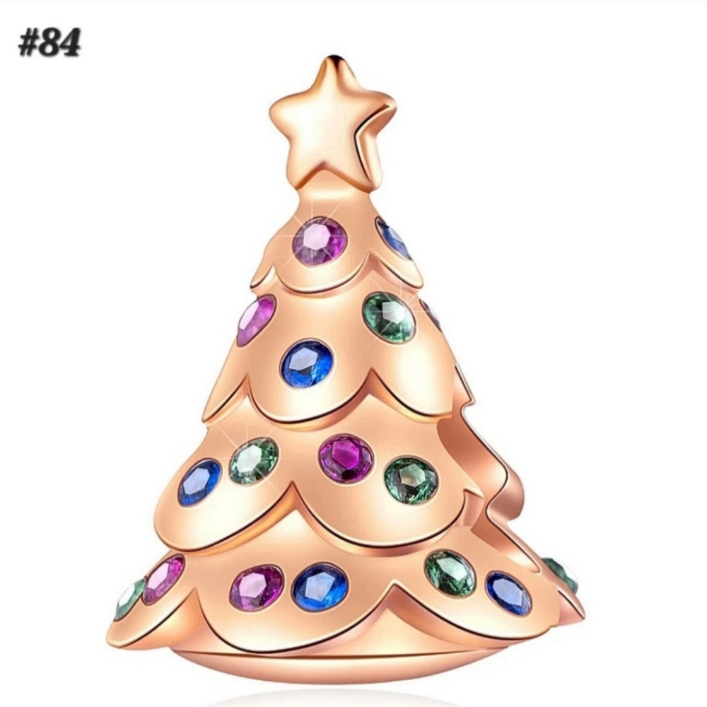 #84 Rose Gold Sparkling CZ Christmas Tree Charm
